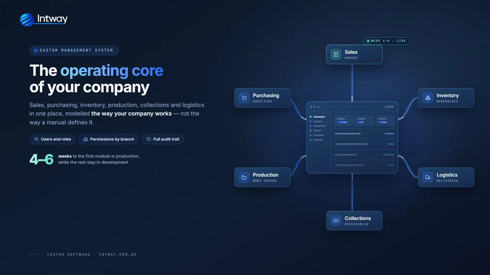 Custom management system for a small business with sales, inventory and collections modules